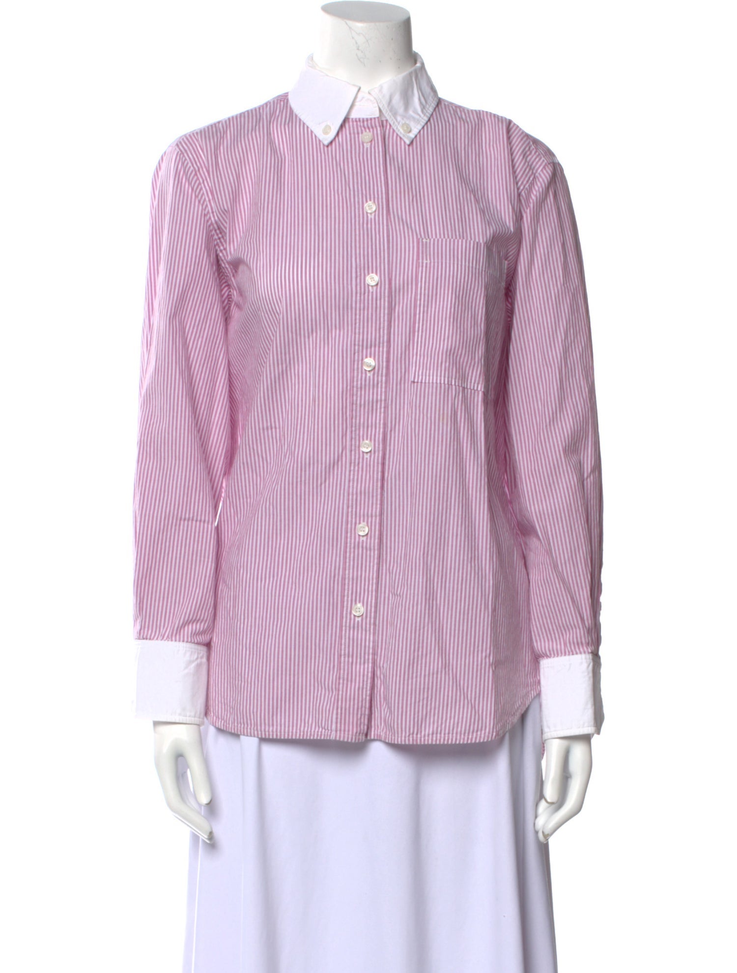 COS Striped Long Sleeve Button-Up Top