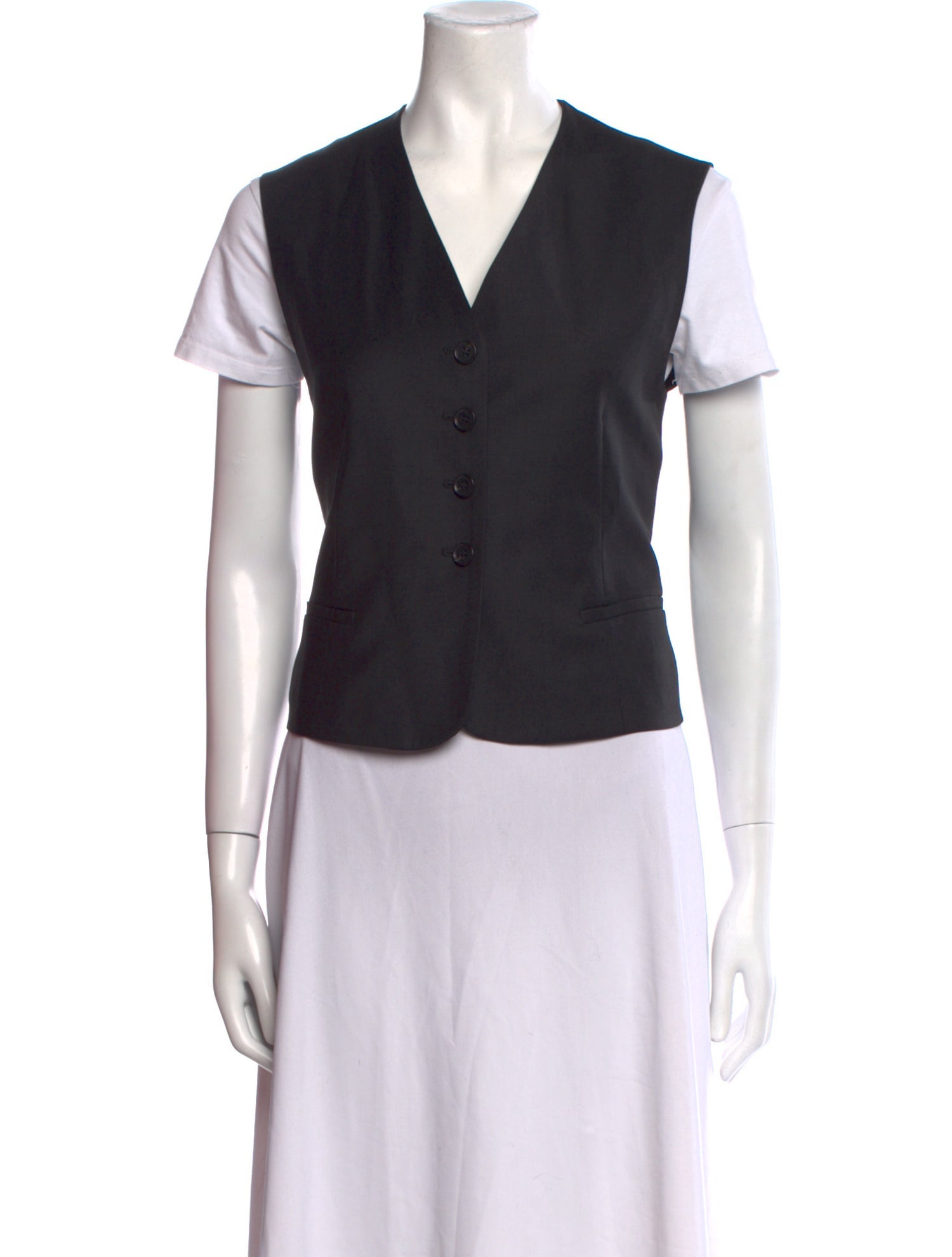 COS Wool V-Neck Button-Up Top