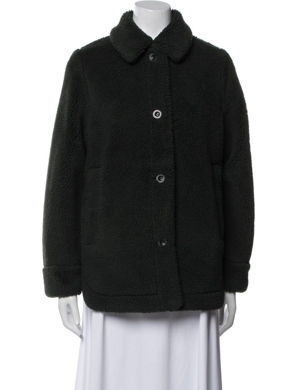 COS Jacket Green Colorblock Pattern Pointed Colla… - image 1