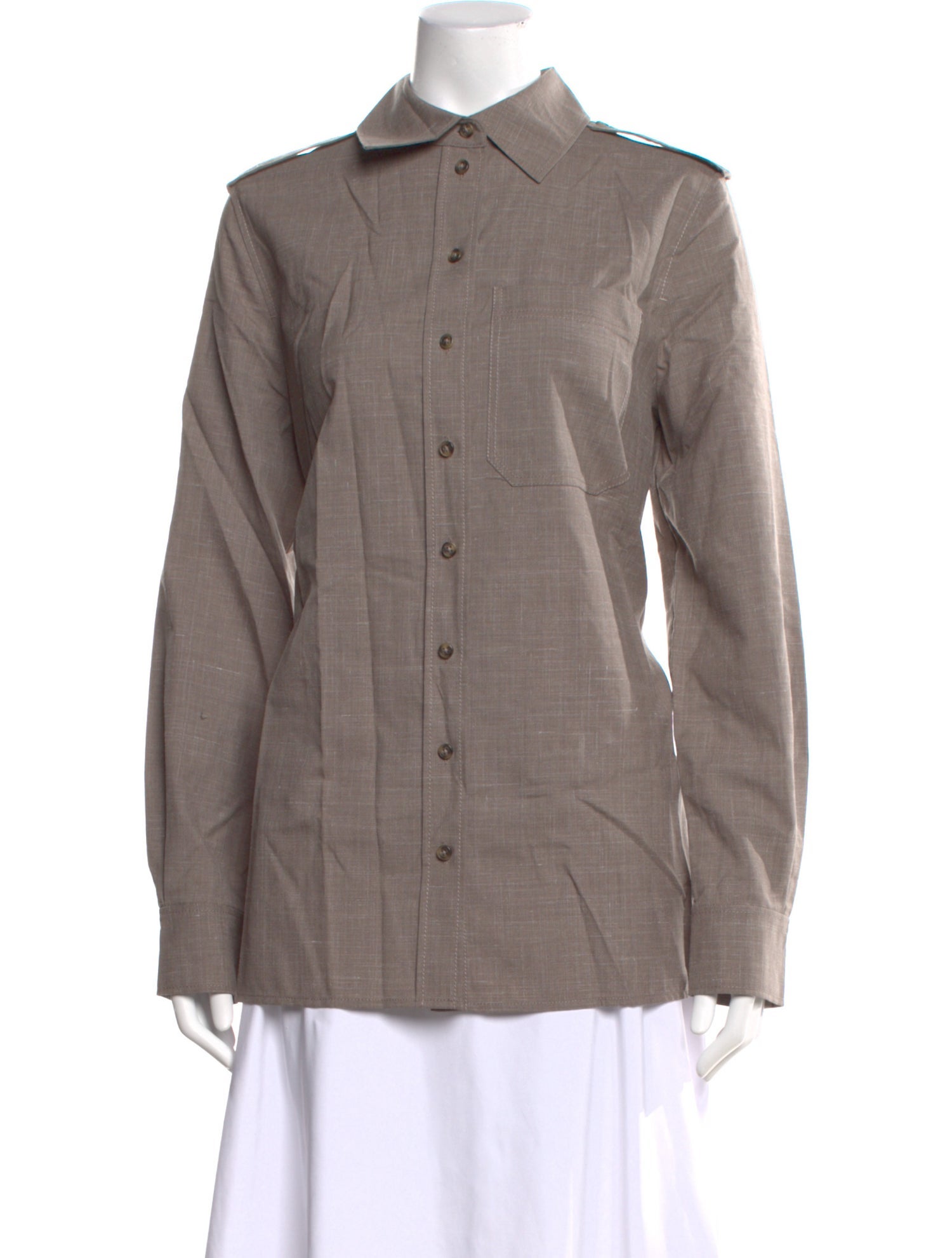 COS Wool Long Sleeve Button-Up Top