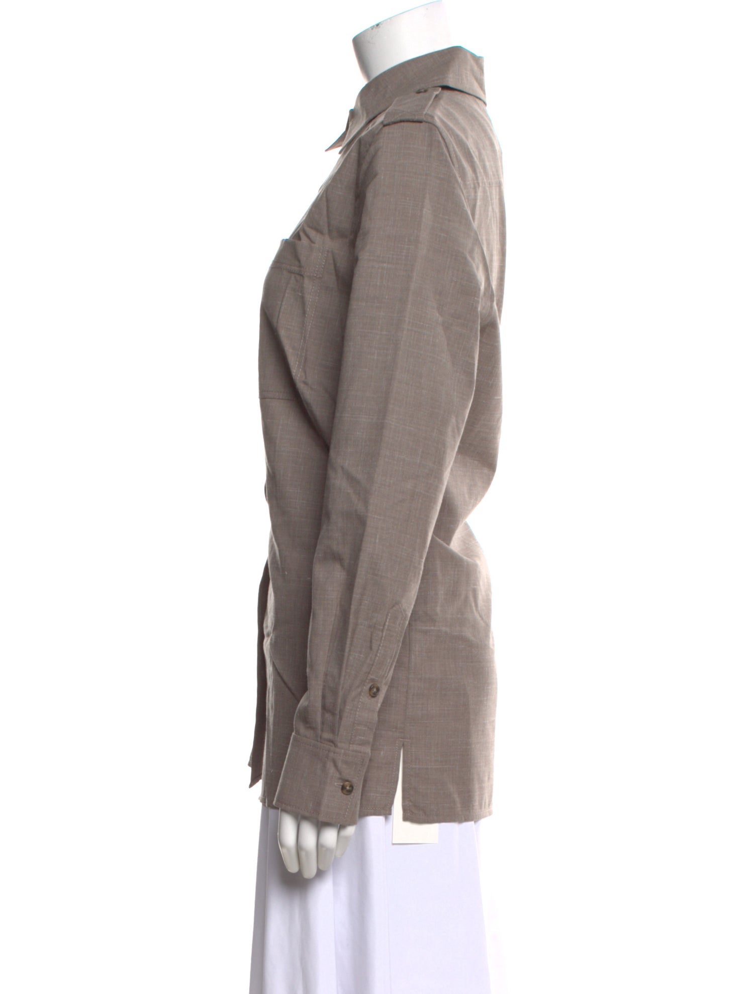 COS Wool Long Sleeve Button-Up Top