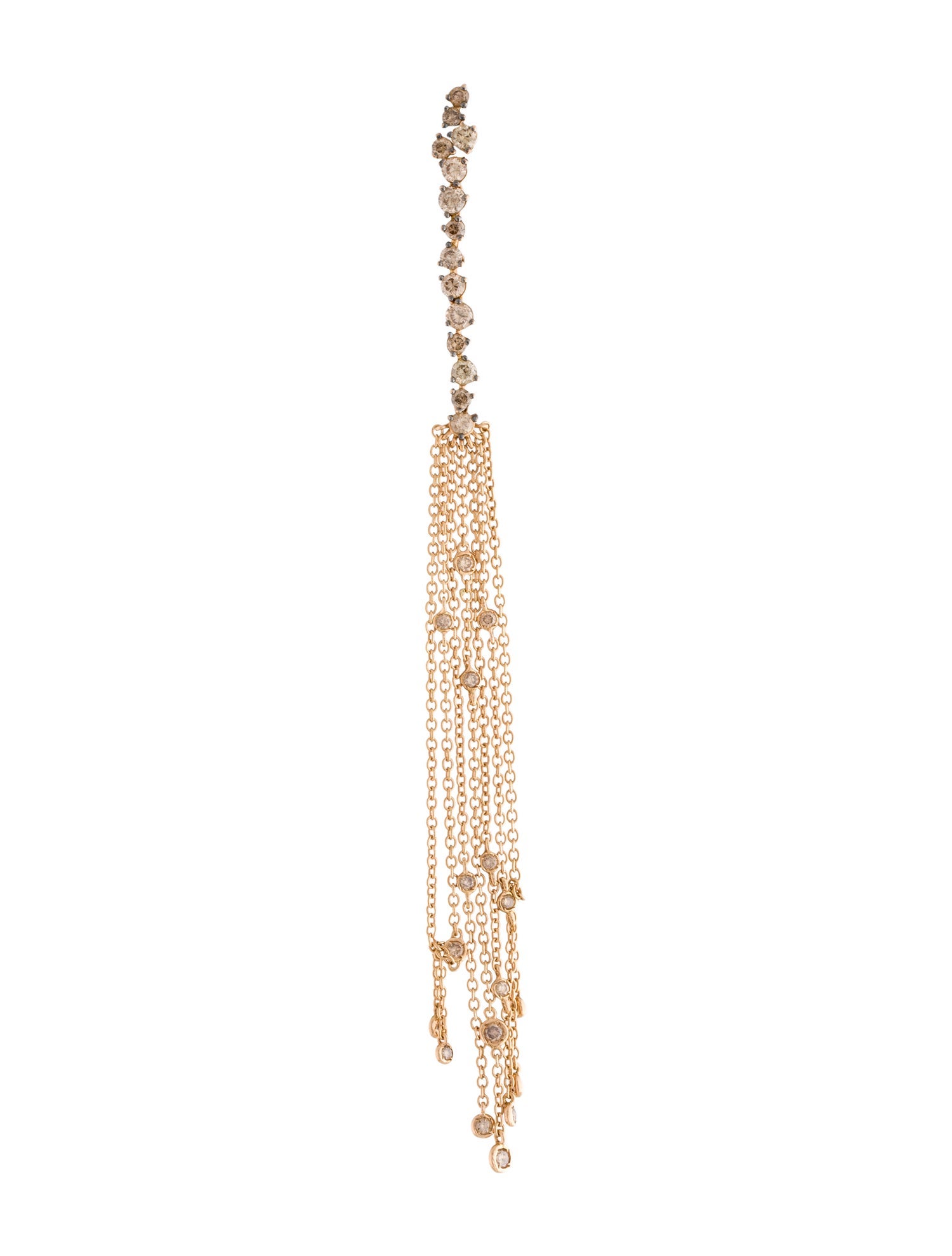 Casato Roma 18K 1.39ctw Diamond Fringe Chain Tassel Earrings