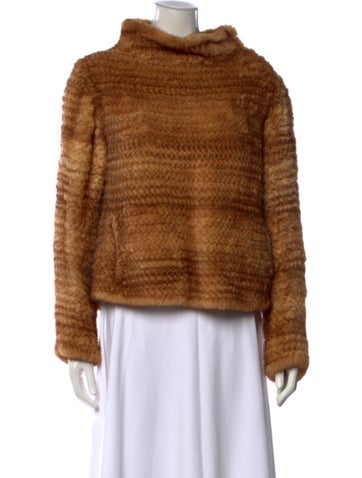 Pre-owned Cassin Fur Mock Neck Sweater In Brown