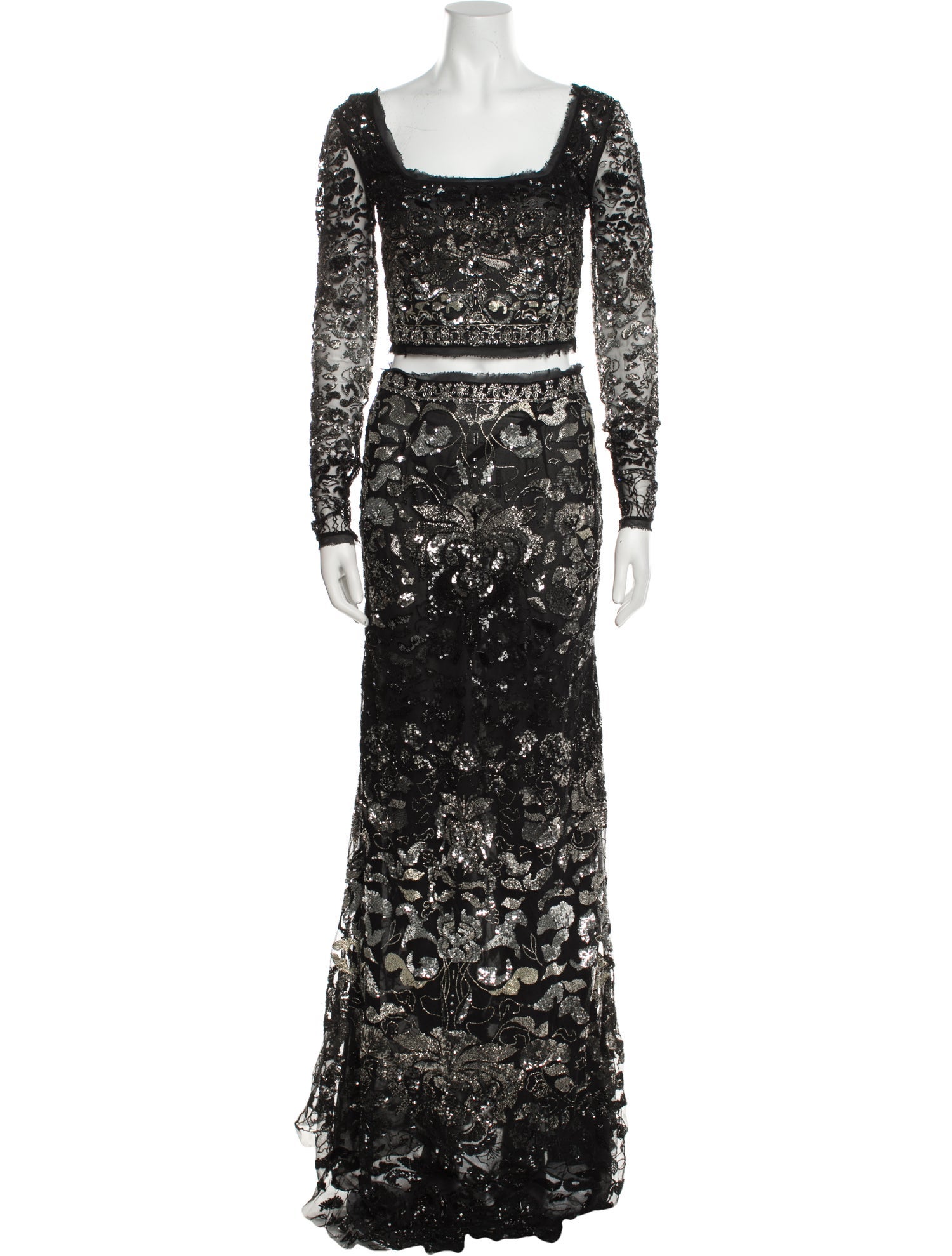 Cucculelli Shaheen Patterned Sequin Embellishments Skirt Set