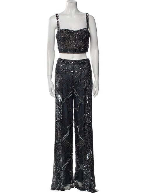 Cucculelli Shaheen Patterned Crystal Embellishments Pant Set