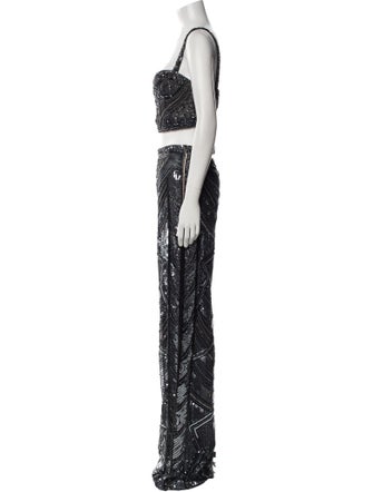 Cucculelli Shaheen Patterned Crystal Embellishments Pant Set