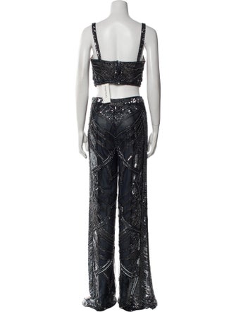 Cucculelli Shaheen Patterned Crystal Embellishments Pant Set