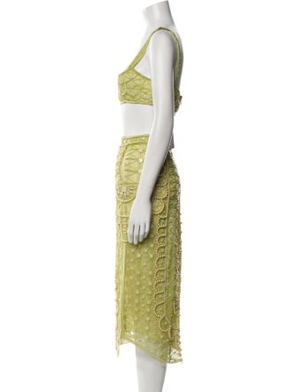 Cucculelli Shaheen Lace Pattern Sequin Embellishments Skirt Set