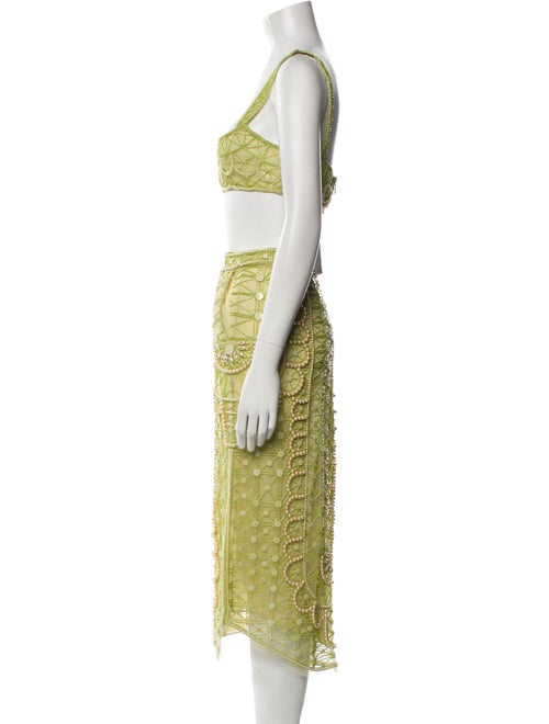 Cucculelli Shaheen Lace Pattern Sequin Embellishments Skirt Set