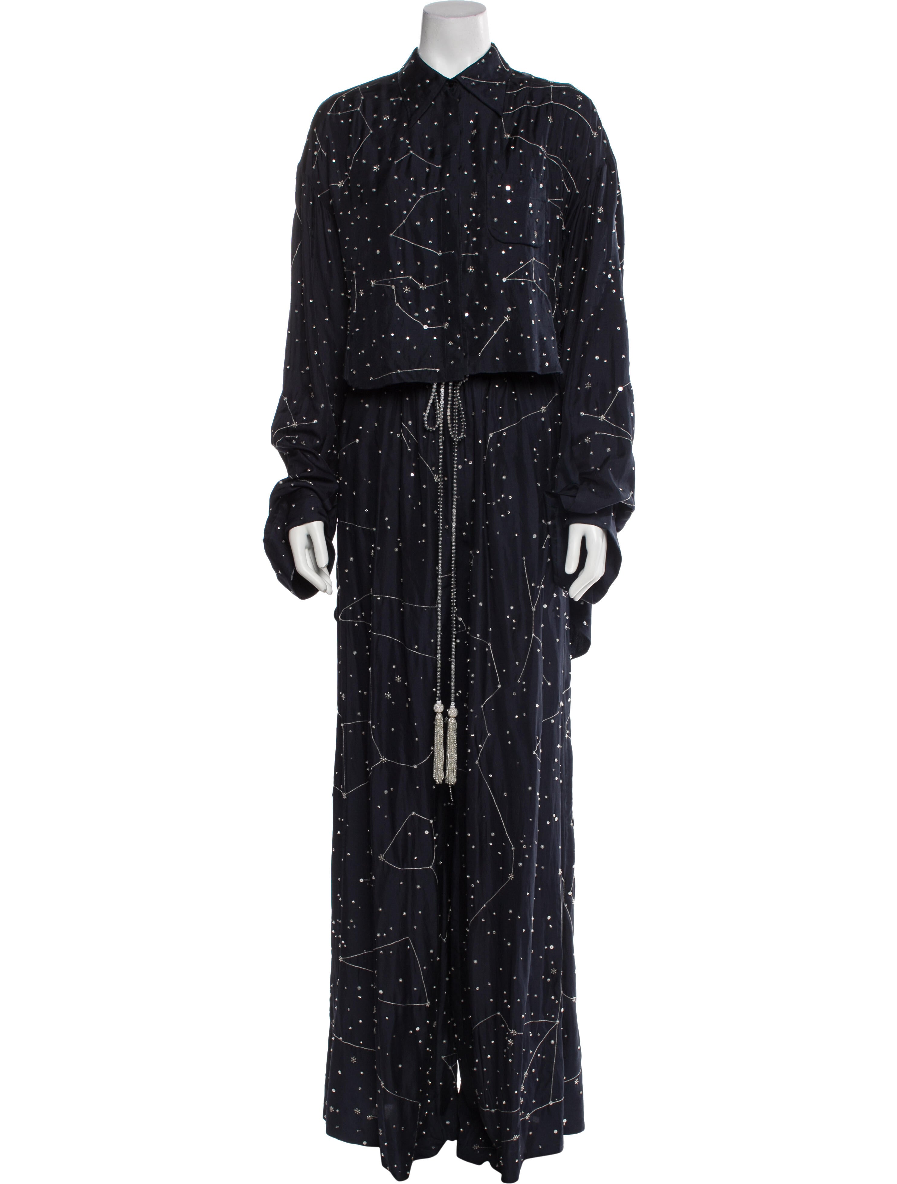 Cucculelli Shaheen Silk Chain-Link Accents Pant Set