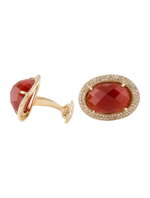 Cufflinks 14K Carnelian & Diamond Cufflinks