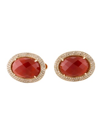 Cufflinks 14K Carnelian & Diamond Cufflinks