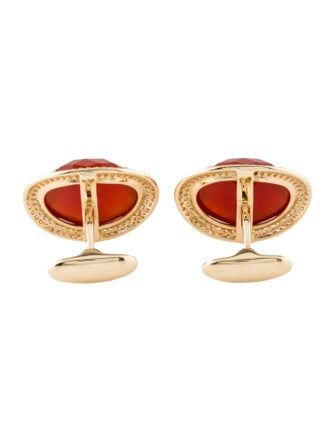 Cufflinks 14K Carnelian & Diamond Cufflinks