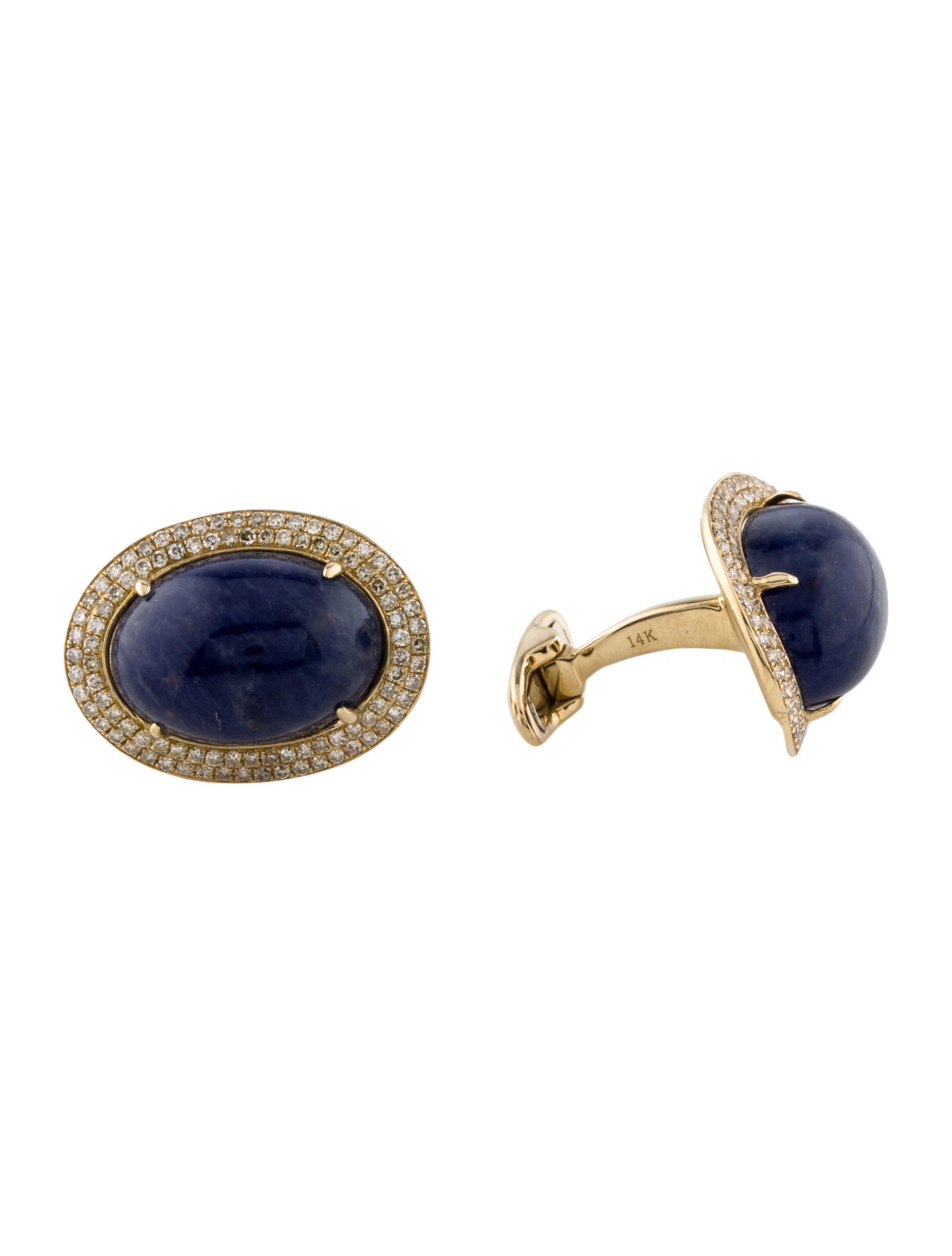 Cufflinks 14K Sodalite & Diamond Cufflinks