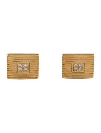 Cufflinks 18K Diamond Square Ridged Cufflinks