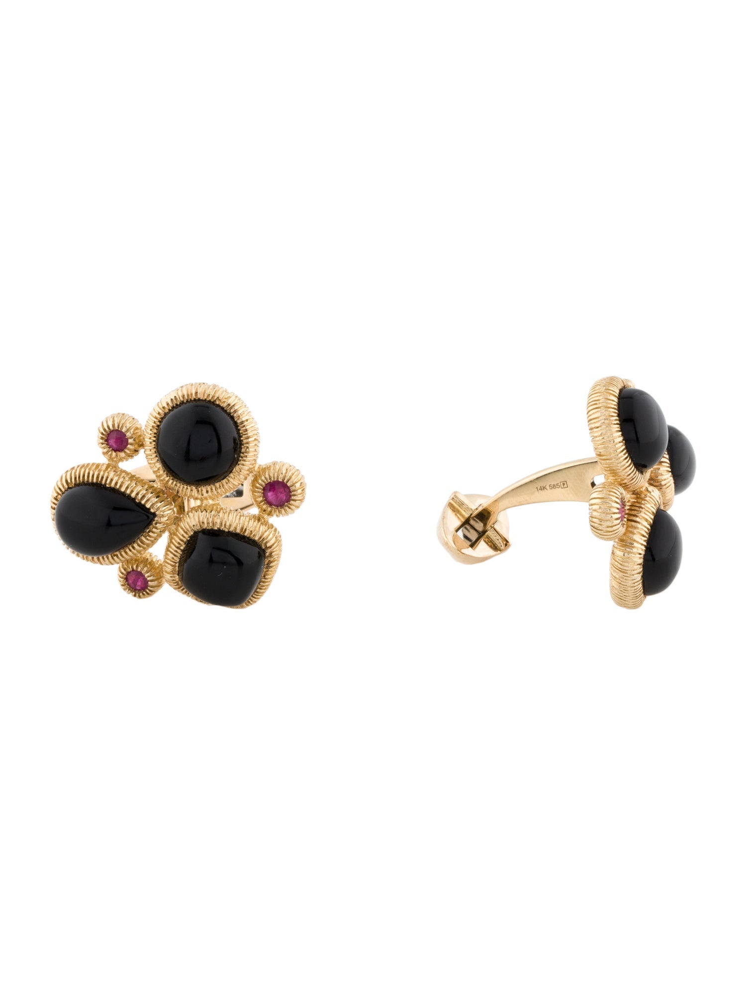 Cufflinks 14K 14.28ctw Onyx & Ruby Cufflinks