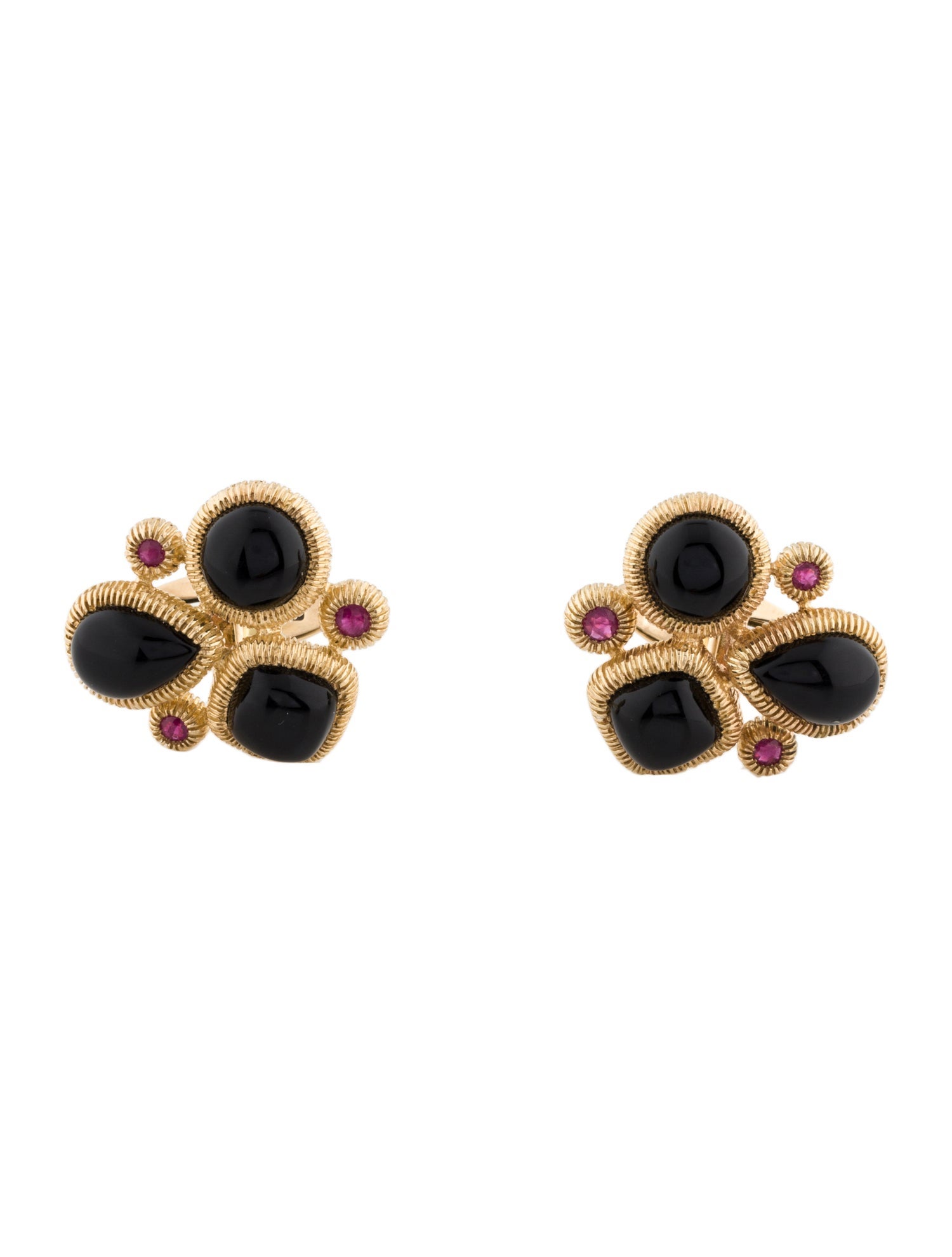 Cufflinks 14K 14.28ctw Onyx & Ruby Cufflinks