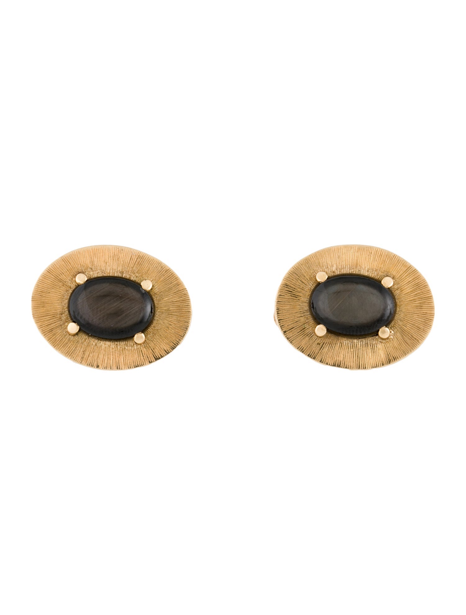 Cufflinks Mid-Century 14K Black Star Sapphire Tie Pin & Cufflinks Set