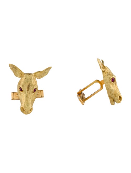 Cufflinks Robert Whiteside 18K Ruby Donkey Head Cufflinks