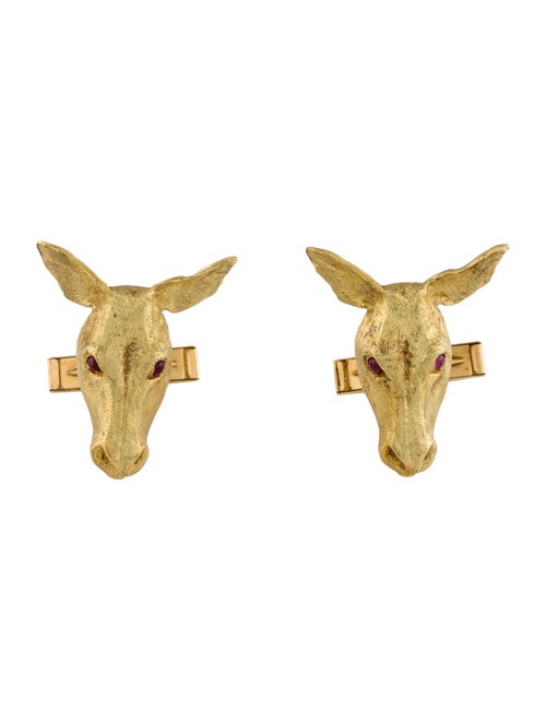 Cufflinks Robert Whiteside 18K Ruby Donkey Head Cufflinks