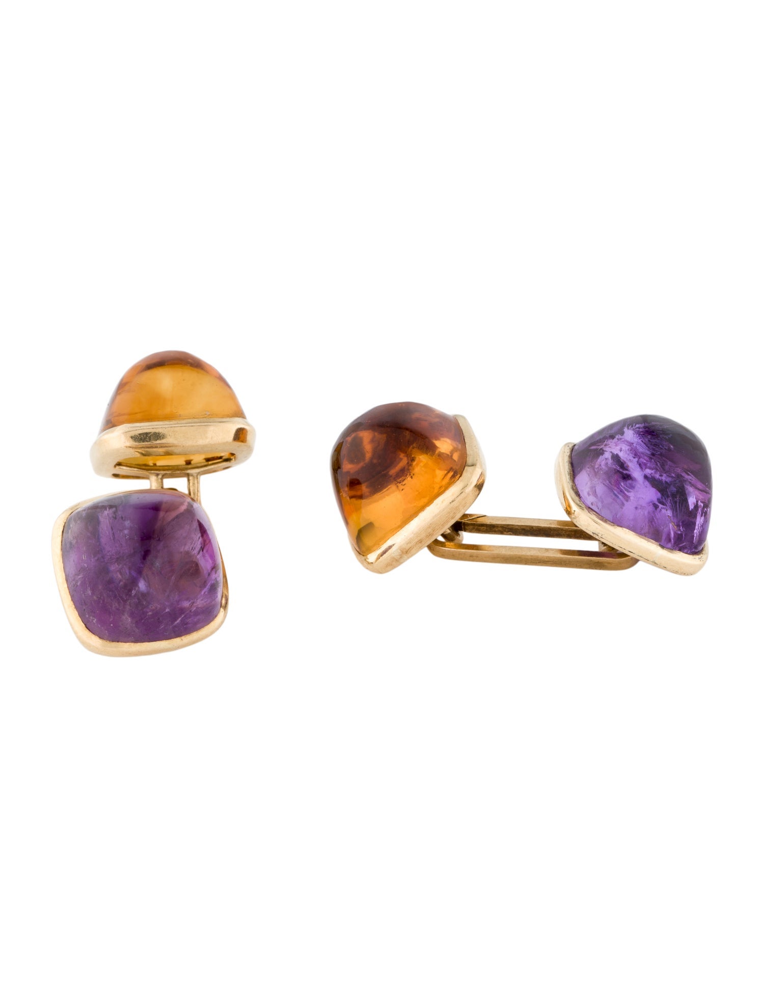 Cufflinks Vintage 18K Citrine & Amethyst