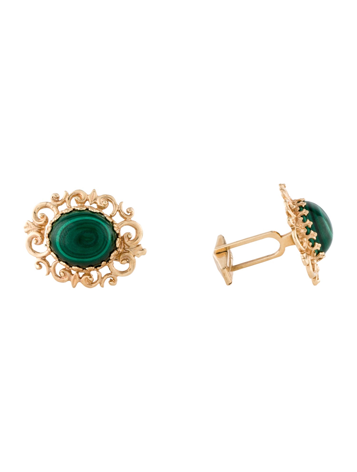 Cufflinks 14K Malachite
