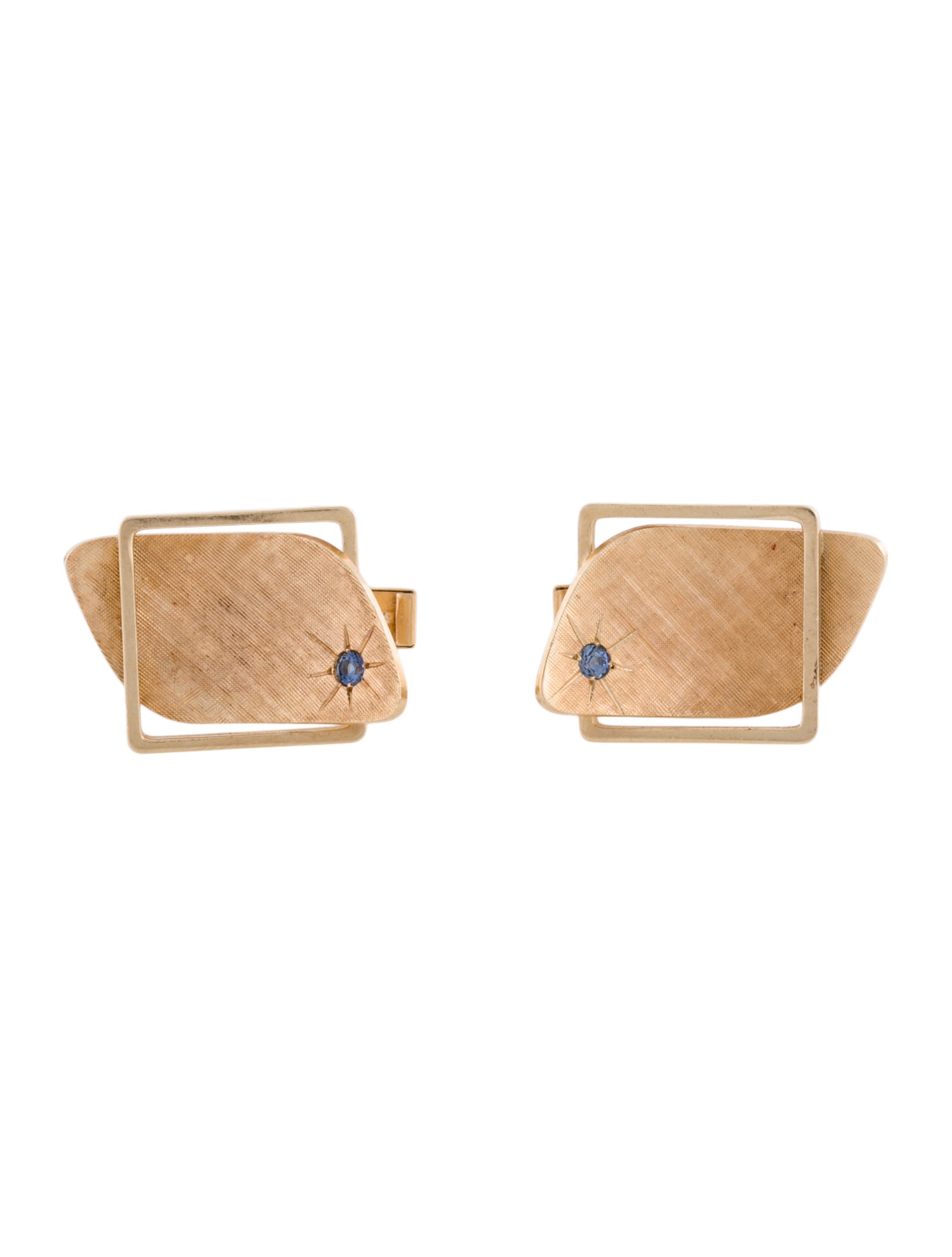 Cufflinks Mid-Century 14K Sapphire Modernist