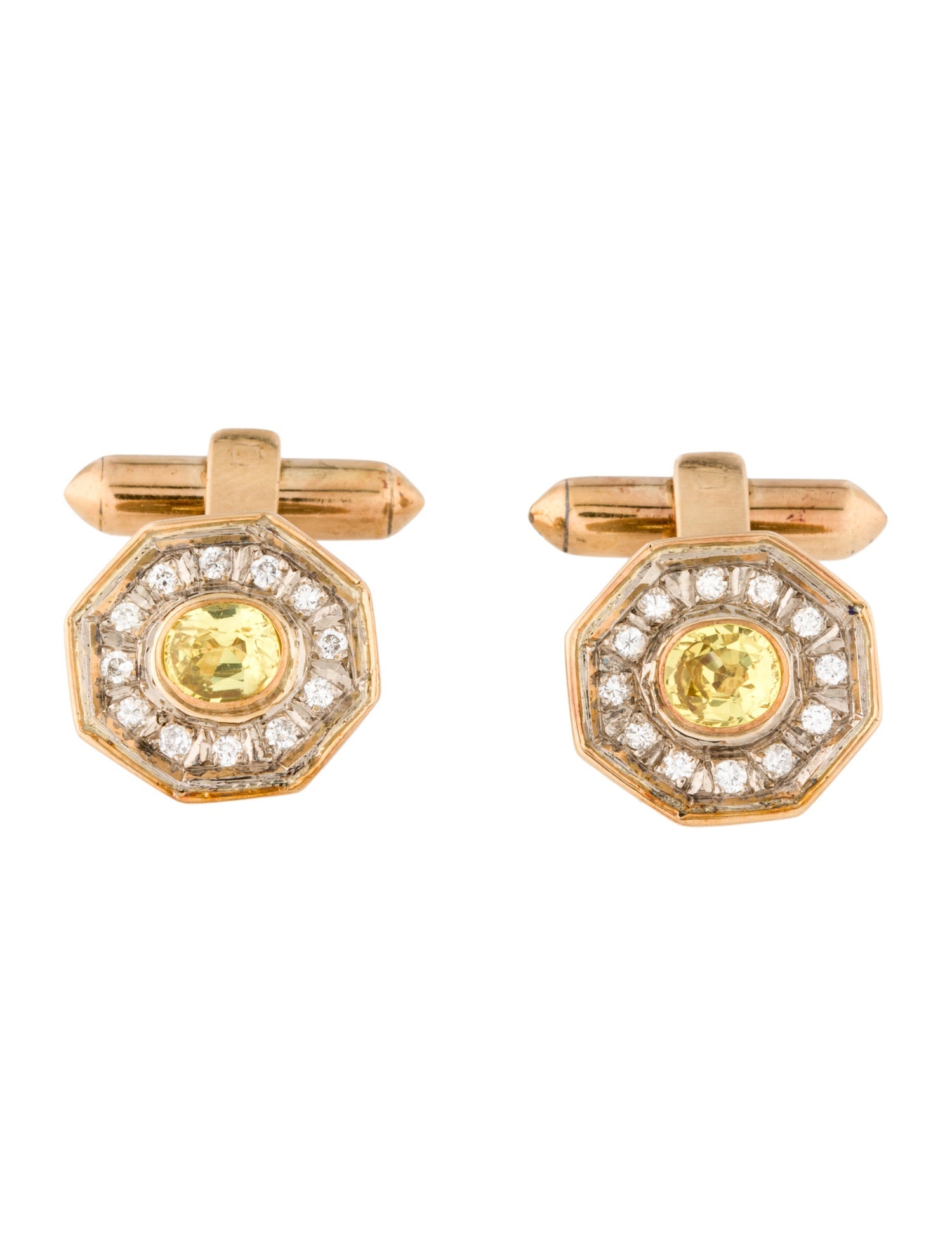 Cufflinks Sapphire & Diamond Tie Tack & Cufflink Set