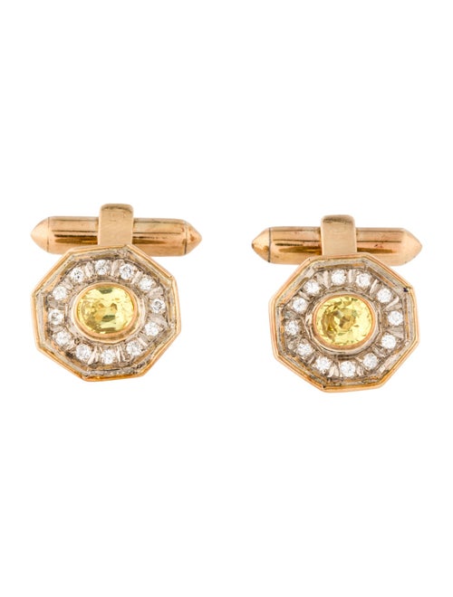 Cufflinks Sapphire & Diamond Tie Tack & Cufflink Set