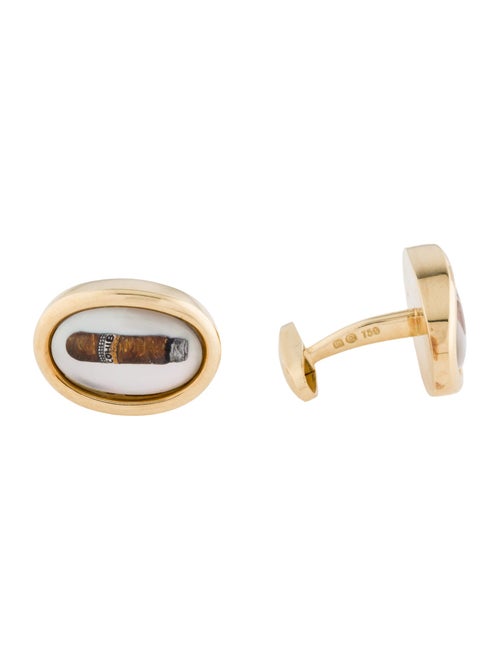 Cufflinks 18K Mother of Pearl & Quartz Cigar Cufflinks