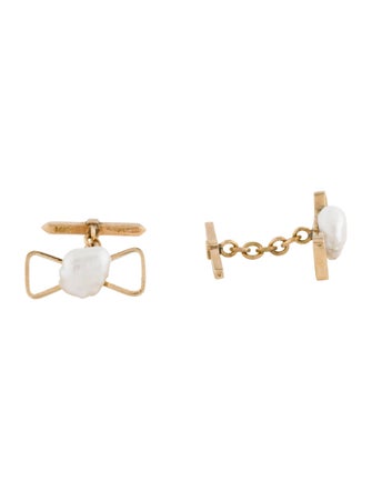 Cufflinks 14K Pearl Bow Cufflinks