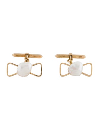 Cufflinks 14K Pearl Bow Cufflinks