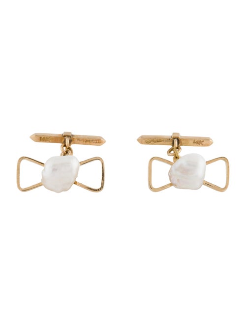 Cufflinks 14K Pearl Bow Cufflinks