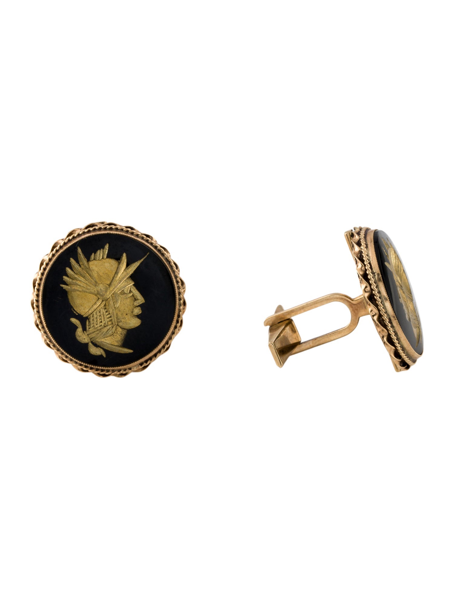 Cufflinks 14K Onyx Intaglio