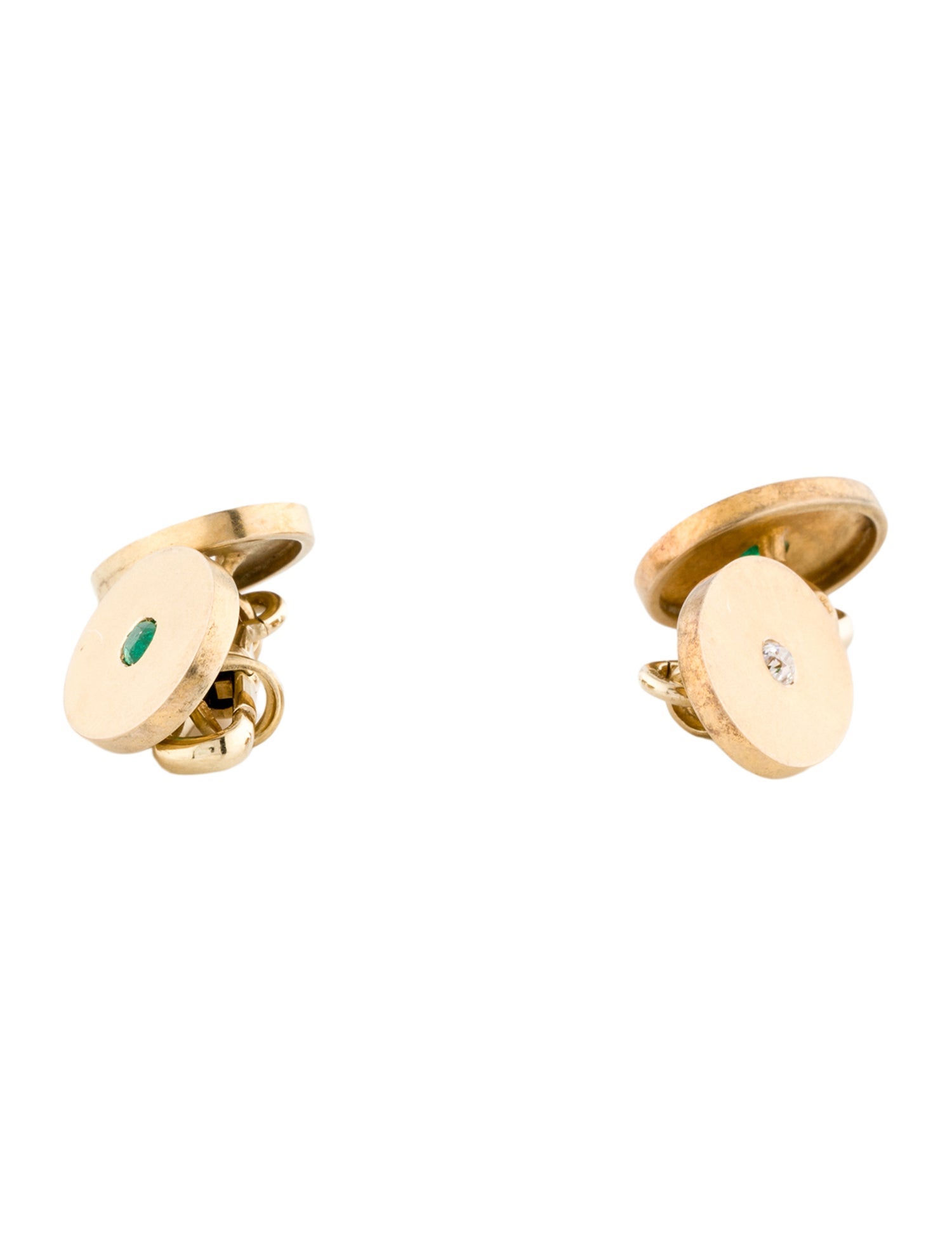 Cufflinks 14K Emerald & Diamond