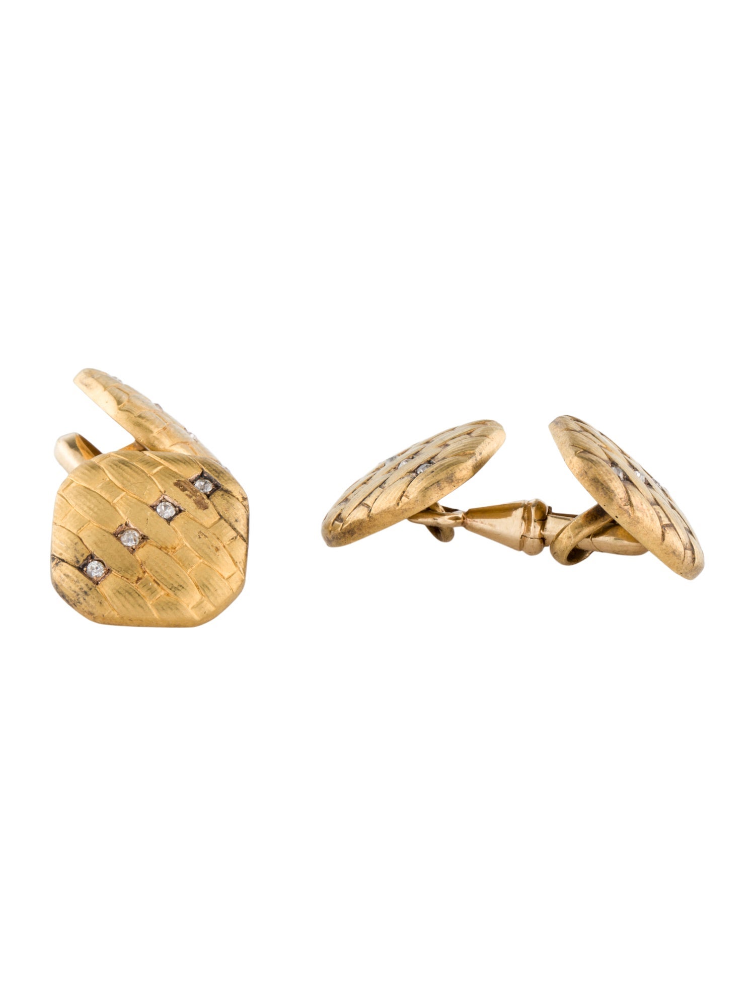 Cufflinks Antique 14K Diamond Woven Cufflinks