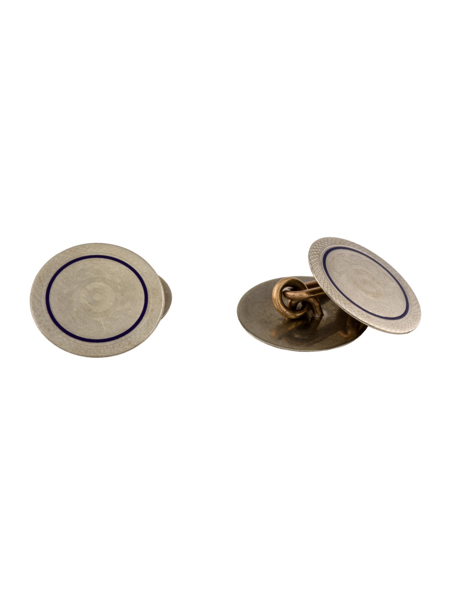 Cufflinks 14K Enamel Etched