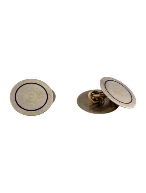 Cufflinks 14K Enamel Etched Cufflinks