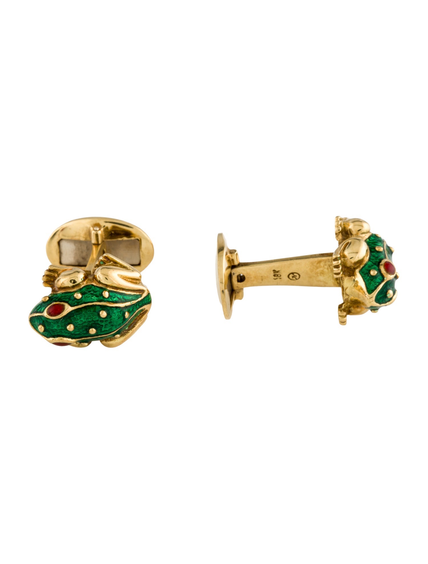 Cufflinks 18K Enamel Frog