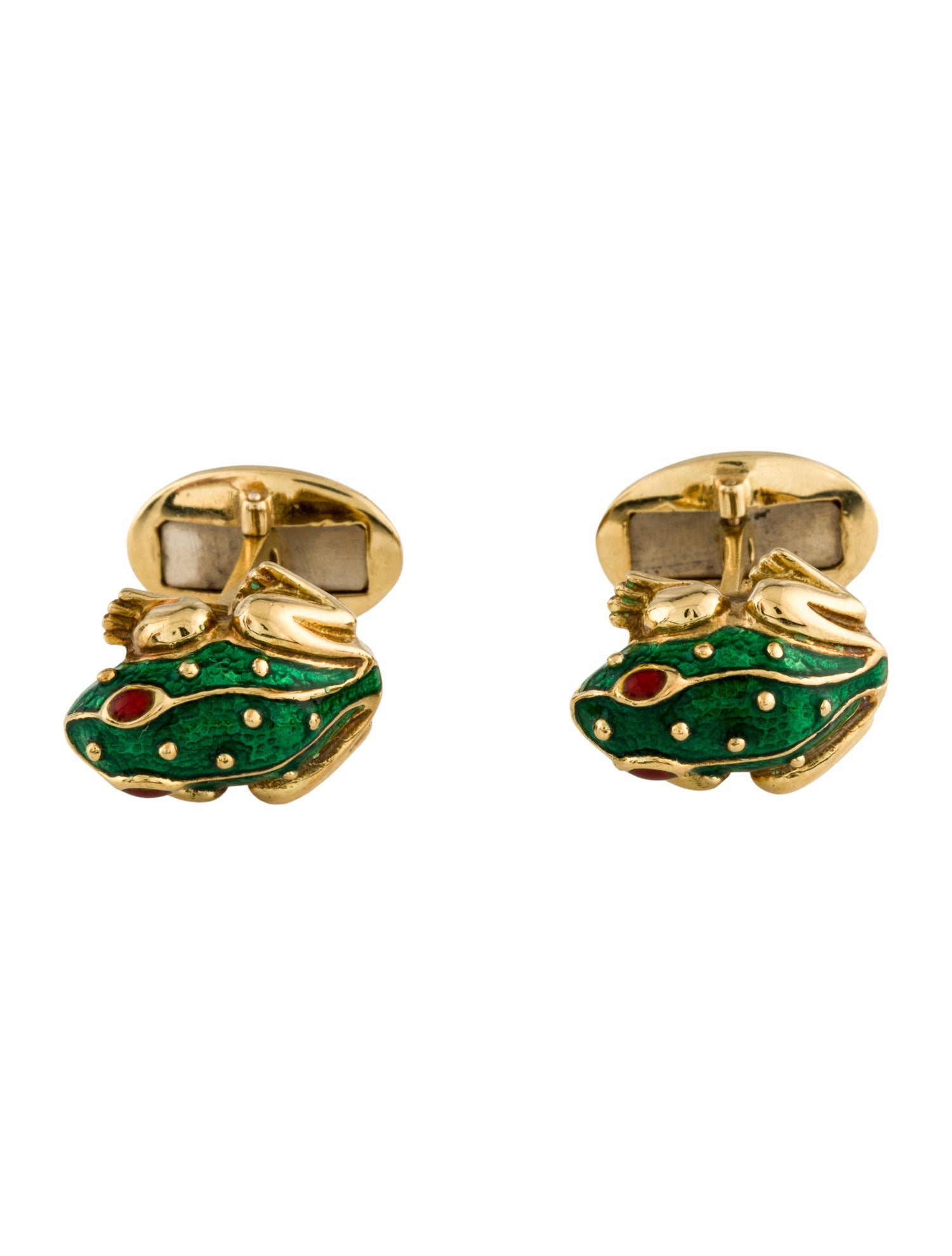Cufflinks 18K Enamel Frog