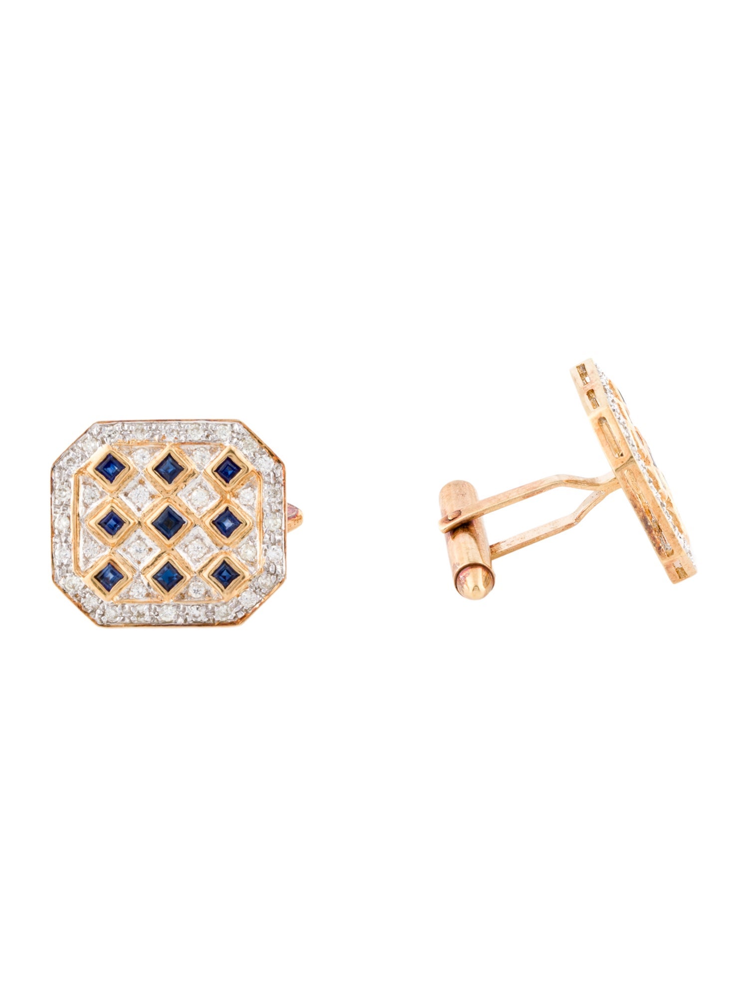 Cufflinks 18K Sapphire & Diamond Two-Tone