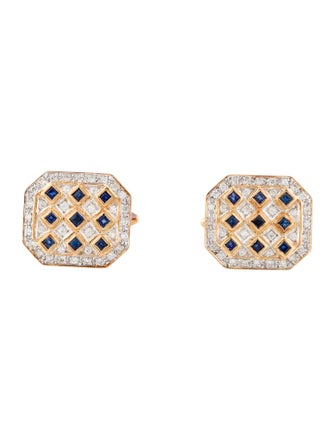 Cufflinks 18K Sapphire & Diamond Two-Tone Cufflinks