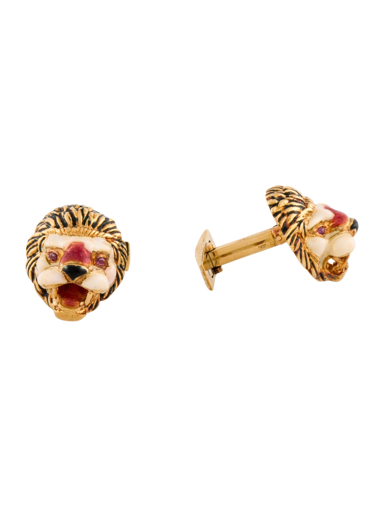 Cufflinks 18K Vintage Ruby Lion Head
