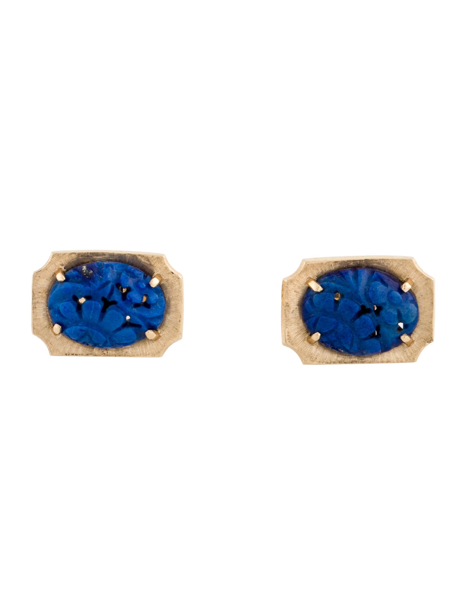 Cufflinks 14K Carved Lapis Lazuli
