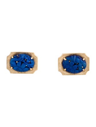 Cufflinks 14K Carved Lapis Lazuli Cufflinks