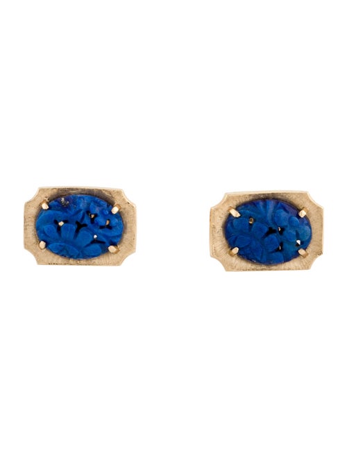Cufflinks 14K Carved Lapis Lazuli Cufflinks