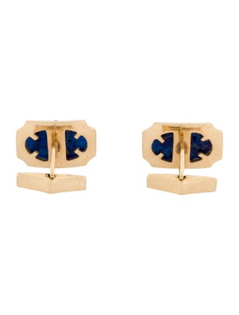 Cufflinks 14K Carved Lapis Lazuli Cufflinks