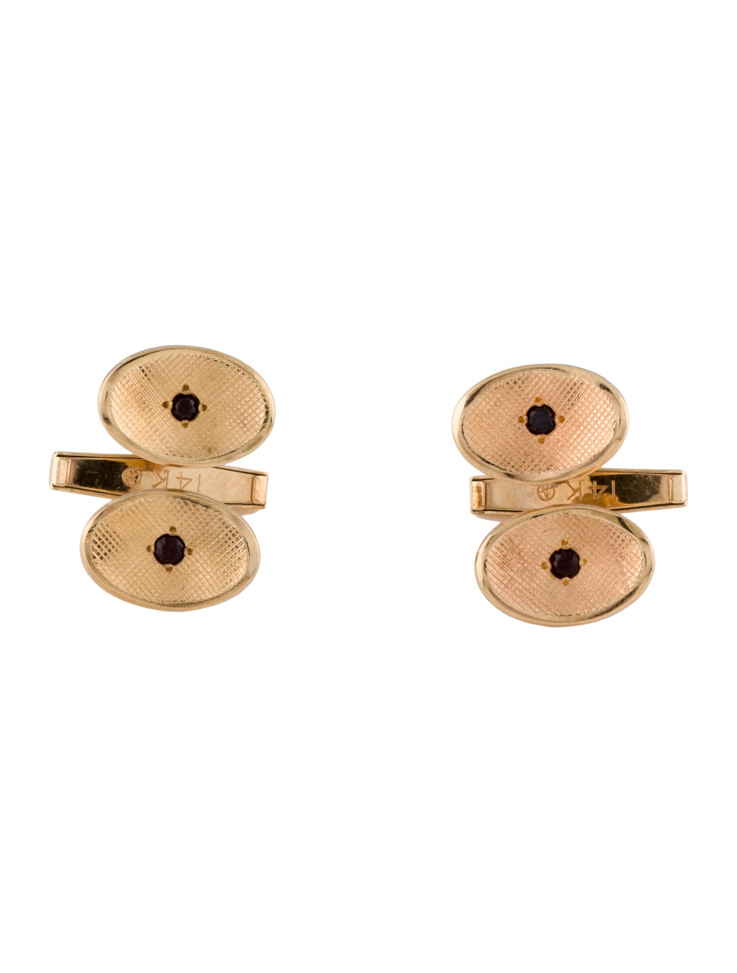 Cufflinks 14K Garnet Textured