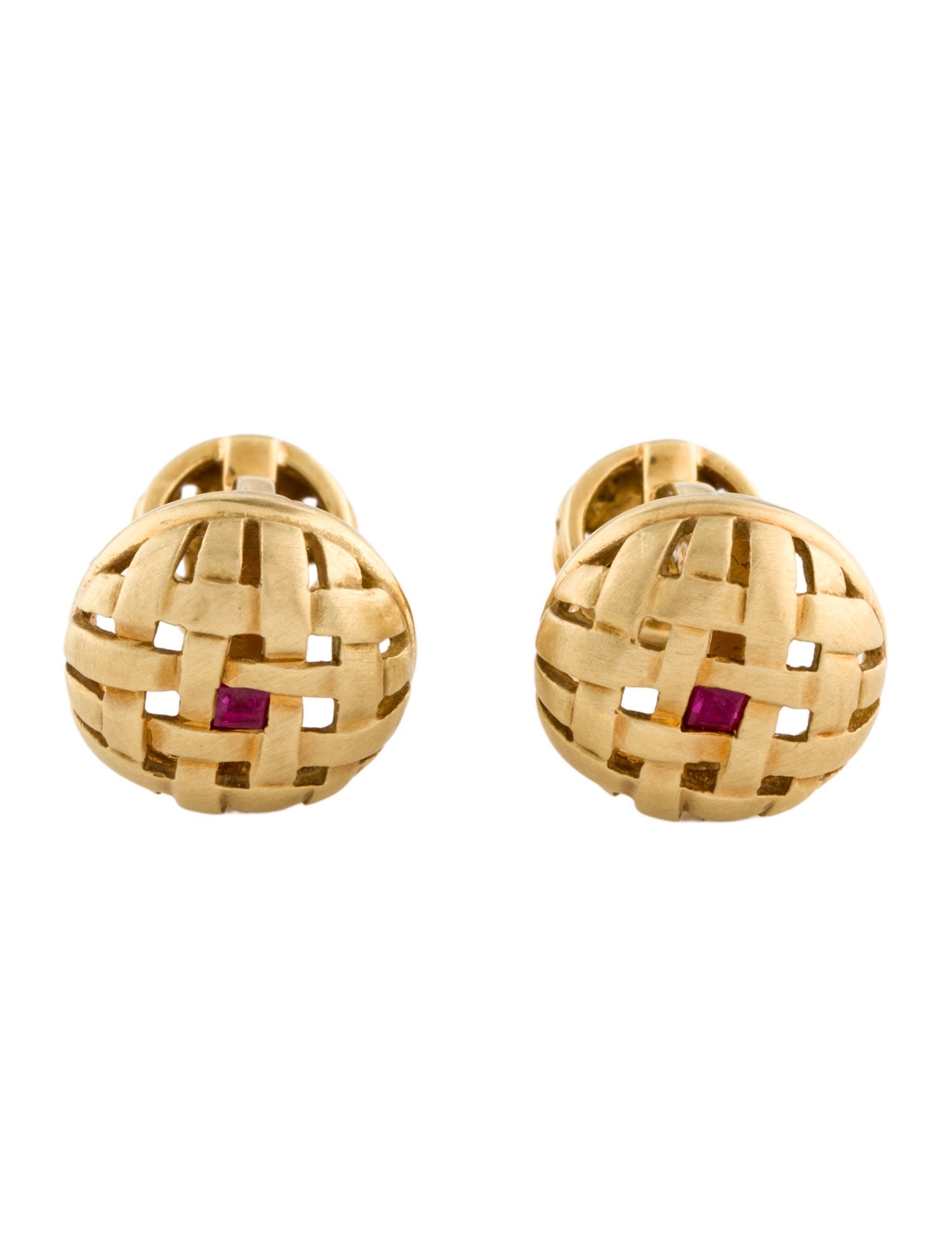 Cufflinks Lois Sasson 18K Ruby Basketweave Cufflinks
