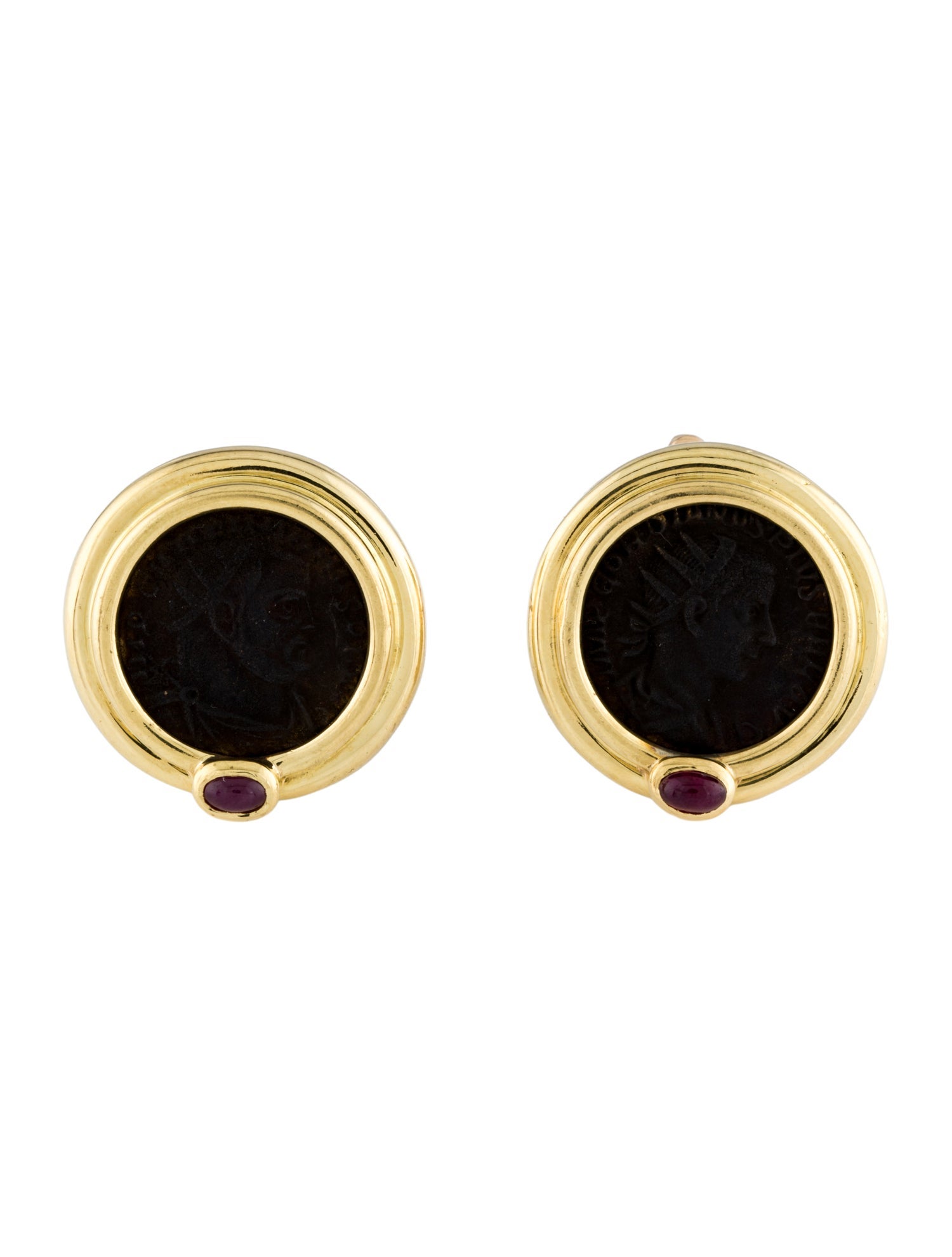 Cufflinks 14K Coin & Ruby Cuflinks